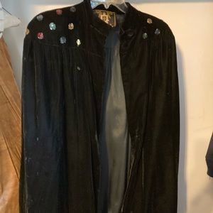 Vintage Black Velvet Cape with sequin embellishment. Langenlook